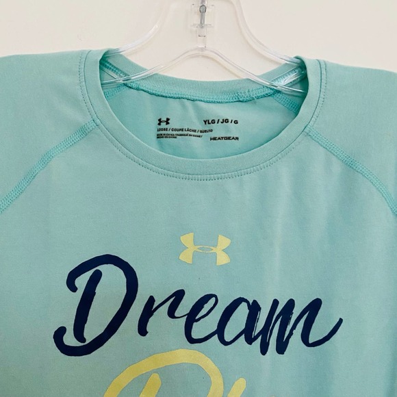 Under Armour Girls DREAM BIG Loose Heatgear Youth Tee Shirt - Picture 4 of 6